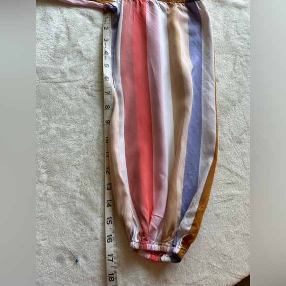 SO Striped Long Sleeve Blouse with elastic waist and cuffs. Women’s sz. M. - Picture 7 of 7